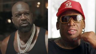 Shaquille O'Neal raps in "Stop the Rain" music video, while Dennis Rodman speaks on The Last Dance