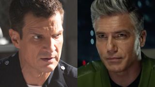 Nathan Fillion and Anson Mount split image 