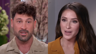 Side-by-side of Maksim Chmerkovskiy on Jennifer Hudson Show and Bristol Palin on Entertainment Tonight