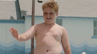 Ham waving and smiling while at the pool in The Sandlot