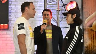 Rob Riggle hosted Netflix's Chestnut vs. Kobayashi: Unfinished Beef hot dog eating contest between Joey Chestnut and Takeru Kobayashi.