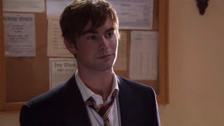 Chace Crawford in his school uniform with his tie untucked