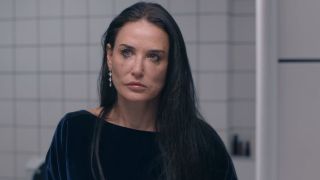 Demi Moore crying in the trailer for The Substance