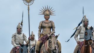 Queen Regent Míriel and more on horseback in The Lord of the Rings: The Rings of Power