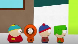 Cartman, Kenny, Stan and Kyle on South Park. 